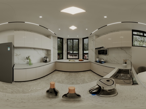  现代厨房vr全景3d模型 