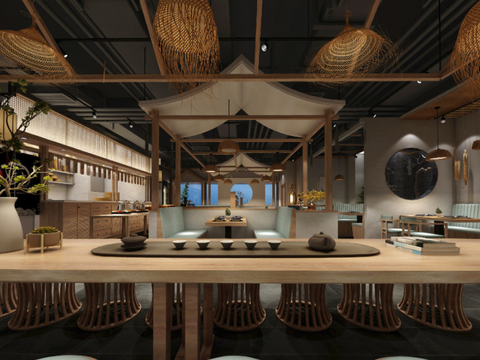  中式茶饮餐厅vr全景3d模型 