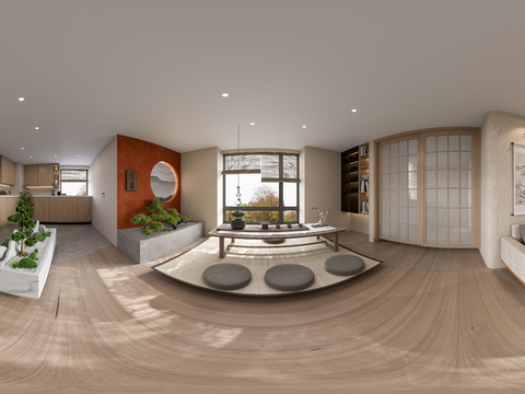  新中式茶室cr全景3d模型 