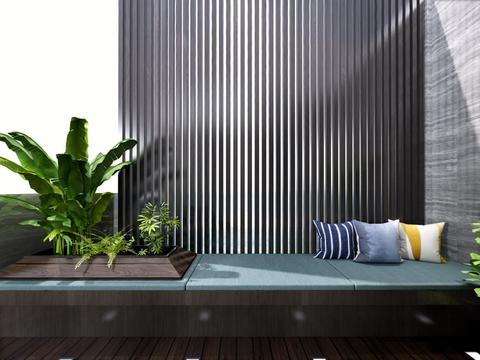  现代阳台全景3d模型 