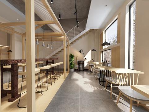  现代烧烤店全景3d模型 