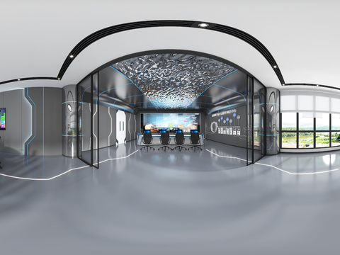  现代会议室监控室vr全景3d模型 