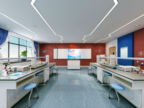  现代物理实验室全景3d模型 