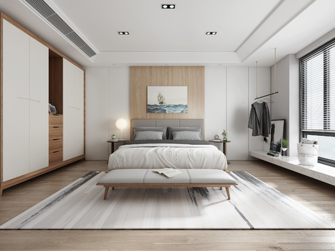  北欧卧室全景3D模型 