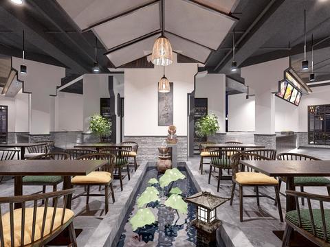  新中式餐馆vr全景3d模型 