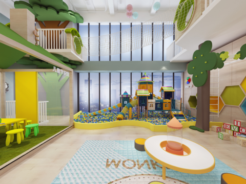  现代幼儿园儿童活动区vr全景3d模型 