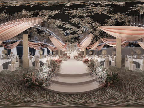  现代婚礼宴会厅vr全景3d模型 