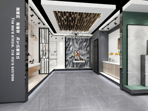  现代瓷砖专卖店全景3d模型 