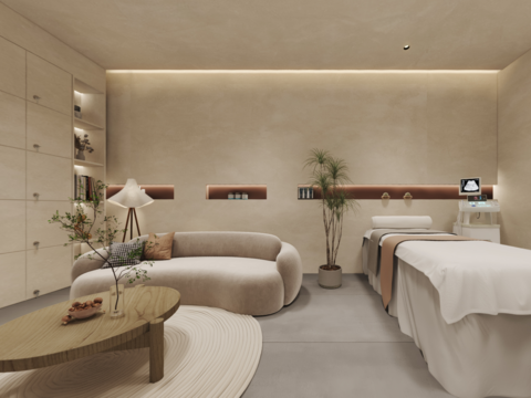  侘寂美容院vr全景3d模型 