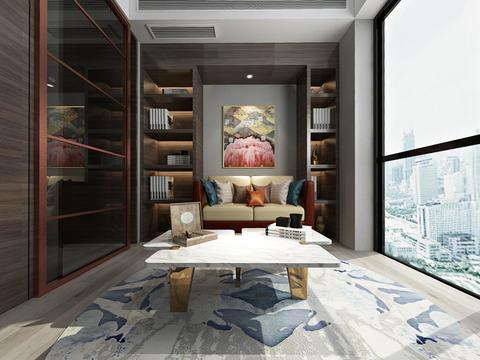  现代休闲区全景3d模型 