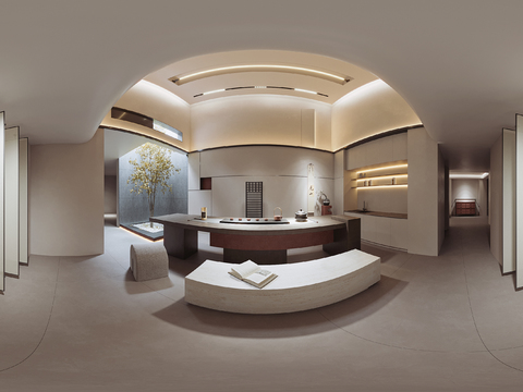  新中式茶室vr全景3d模型 