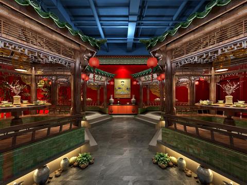  中式烤鸭店vr全景3d模型 