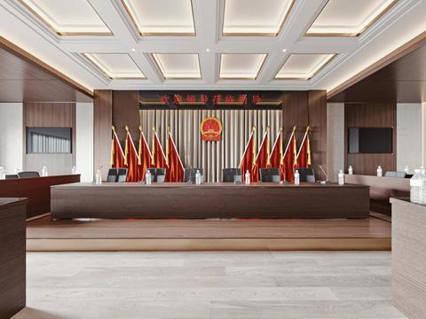  现代党政机关会议室cr全景3d模型 