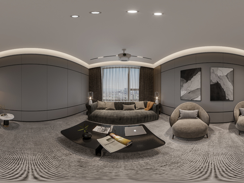  现代影音室cr全景3d模型 