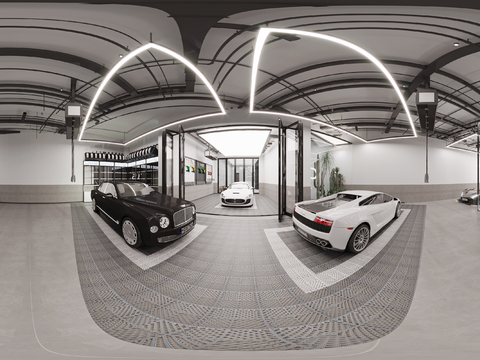  现代汽车美容店vr全景3d模型 