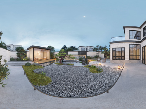  别墅庭院 花园cr全景3d模型 