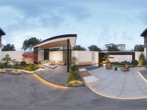  庭院花园cr全景3d模型 