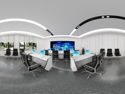  现代公安局作战指挥室cr全景3d模型 