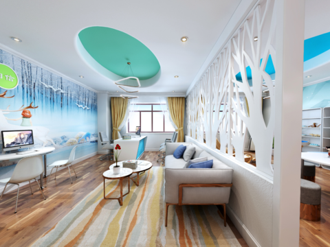  现代学生心理咨询活动室vr全景3d模型 