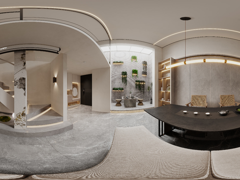  现代别墅地下室cr全景3d模型 