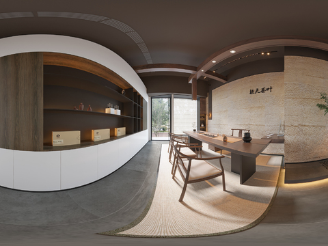  新中式茶室vr全景3d模型 