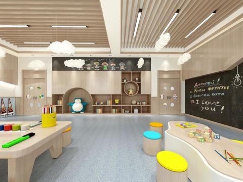  北欧幼儿园美工室VR全景3d模型 