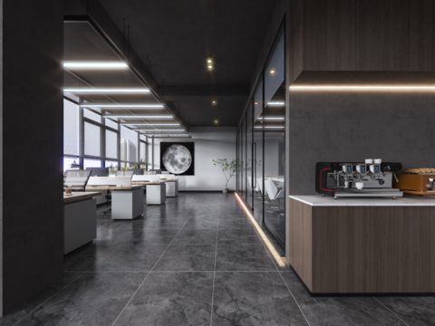  现代高级灰办公室vr全景3d模型 
