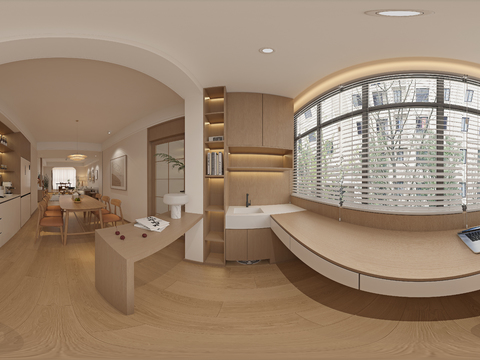  现代餐厅 休闲阳台vr全景3d模型 