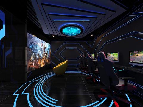  后现代电竞体感游戏区VR全景3d模型 