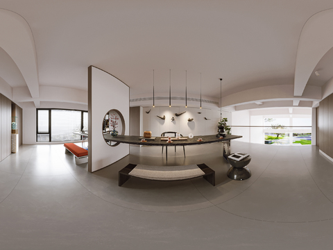  新中式茶室vr全景3d模型 