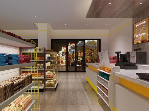 现代便利店全景3d模型 