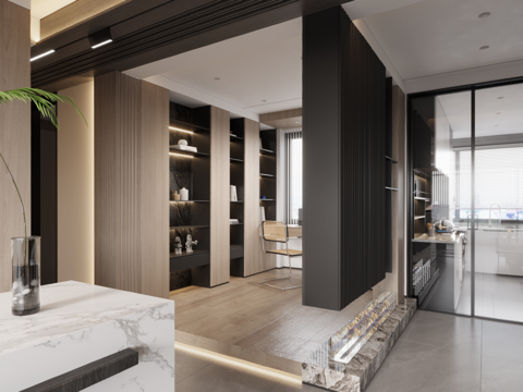  现代简约家居公寓vr全景3d模型 