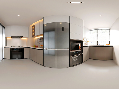  现代厨房 橱柜cr全景3d模型 