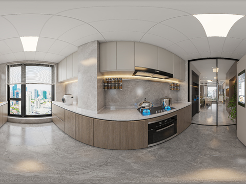  现代厨房cr全景3d模型 