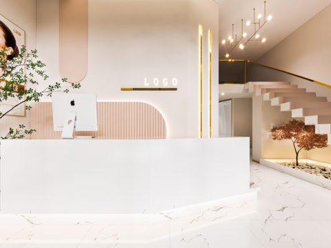  现代美容院大厅前台vr全景3d模型 