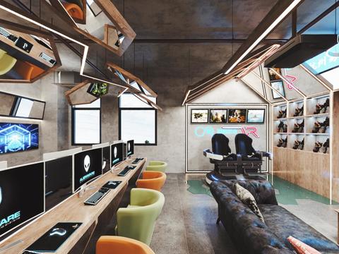  现代网咖vr全景3d模型 