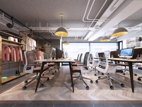  工业风开放式办公区vr全景3d模型 