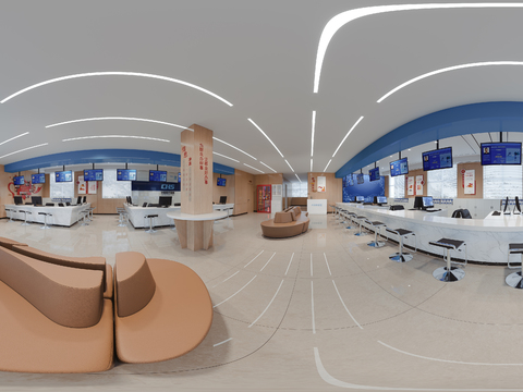  现代政务办公大厅cr全景3d模型 