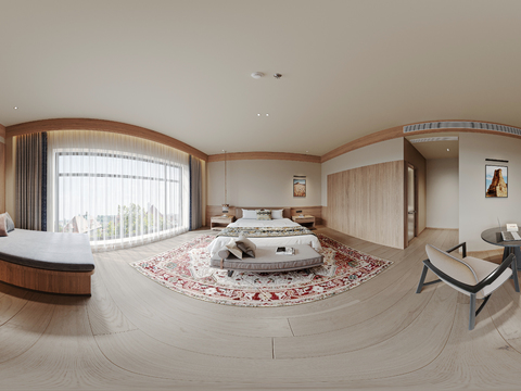 现代酒店客房cr全景3d模型 