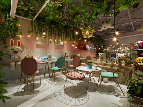  北欧网红奶茶店全景3D模型 