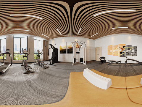  现代健身房cr全景3d模型 