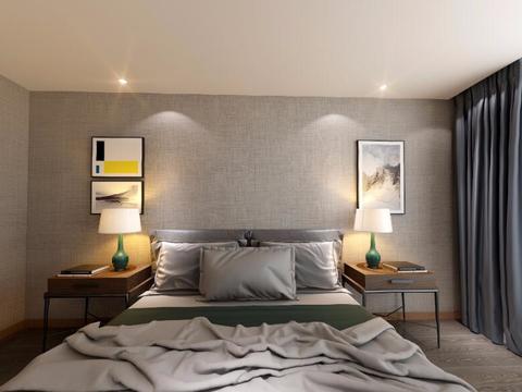  现代简约卧室全景3d模型 