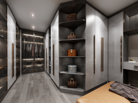  现代衣帽间vr全景3d模型 