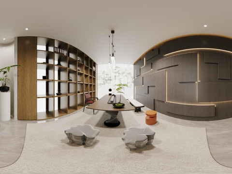  新中式茶室cr全景3d模型 