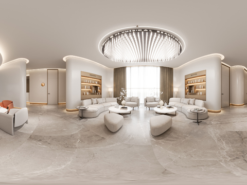  奶油风美容院cr全景3d模型 