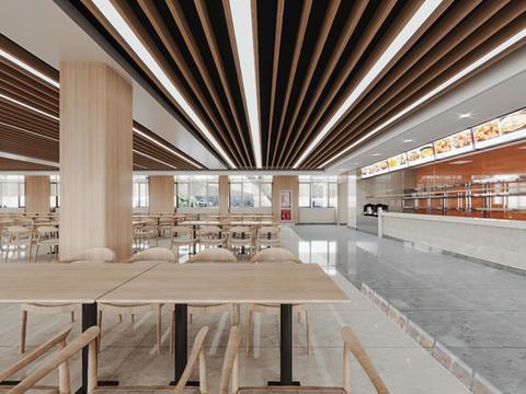  现代员工食堂vr全景3d模型 