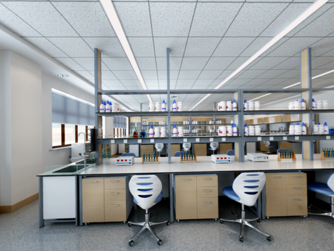  现代化学实验室全景3d模型 