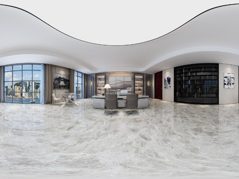  现代总裁办公室全景3D模型 