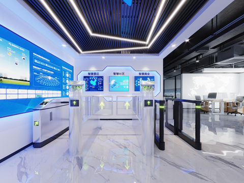  现代科技展厅cr全景3d模型 