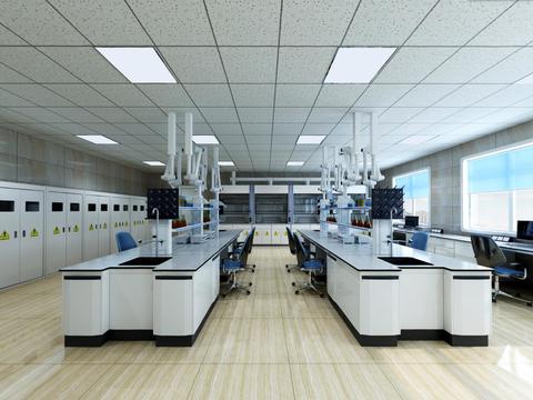  现代实验室全景3d模型 